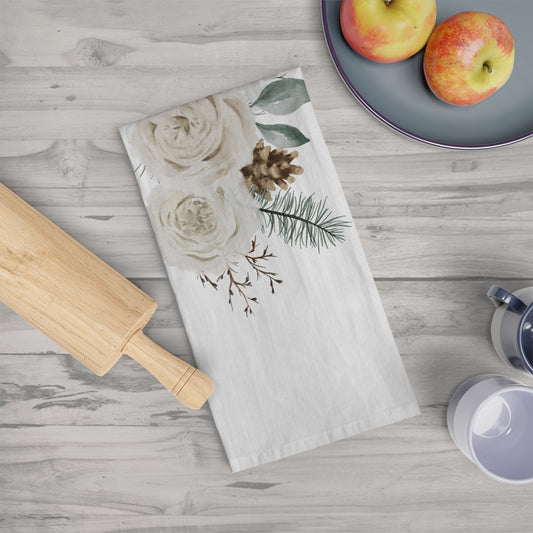 Evergreen Blooms Tea Towel